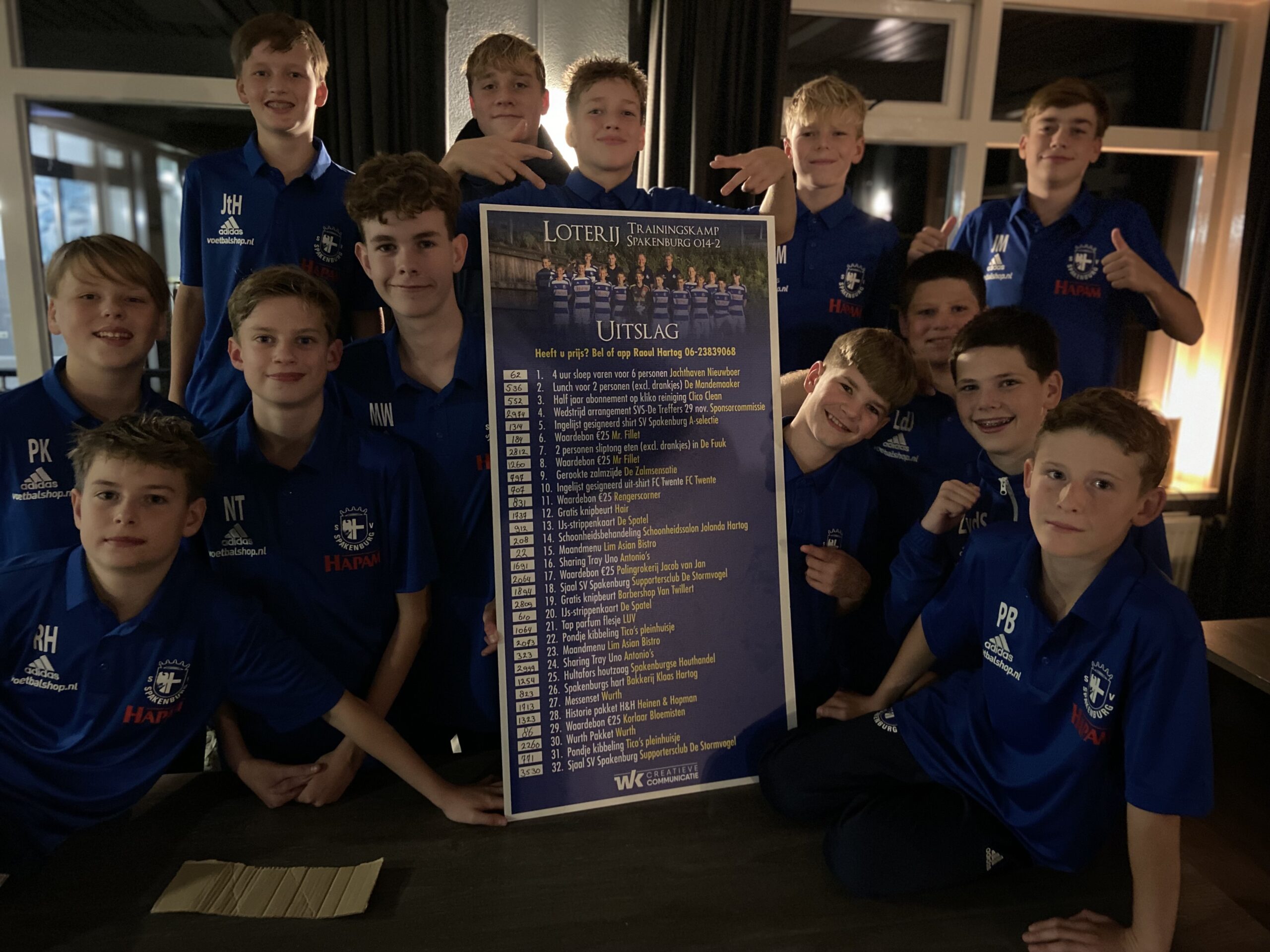 Uitslag trekking loterij Trainingskamp Spakenburg o14-2